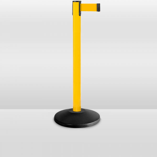Value Yellow Stanchion Safety Retractable Belt Barrier 12' Yellow