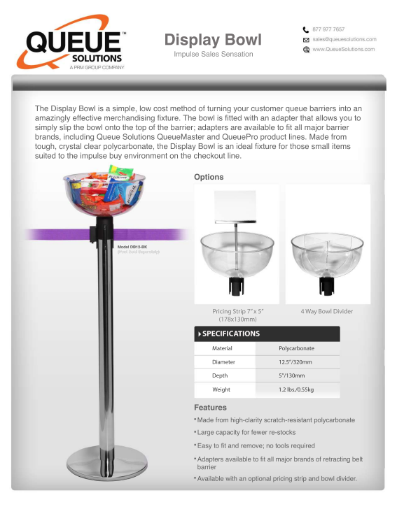 Display Bowl Spec Sheet