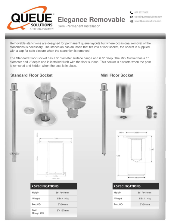 Elegance Removable Spec Sheet