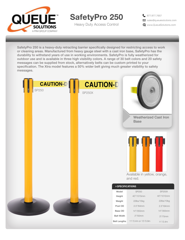 Safety Pro 250 Spec Sheet