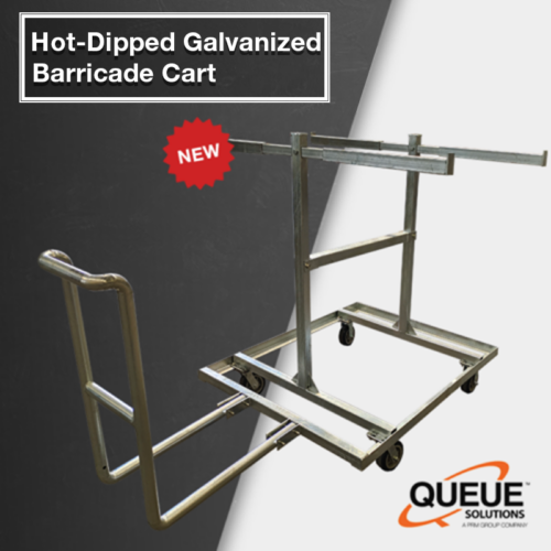 Queue Solutions’ New Hot Dipped Galvanized Barricade Cart: A Leap in Durability