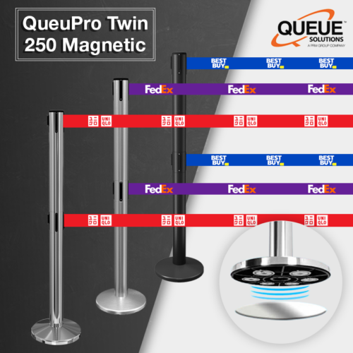 The QueuePro Twin 250 Magnetic: Revolutionizing ADA Queueing with Magnetic Base