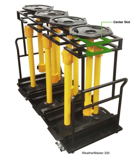 Picture of an efficient transport cart holding weathermaster 335's