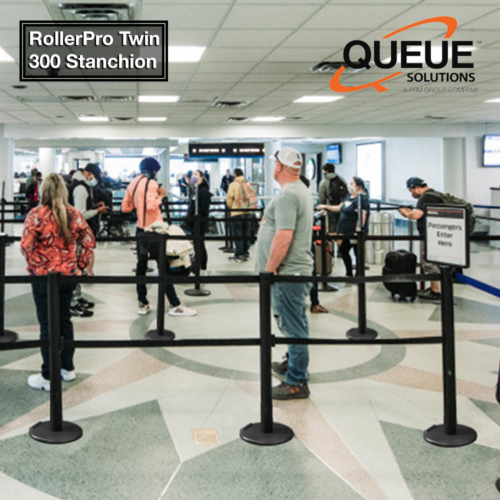 Mobile Crowd Control Stanchion: RollerPro Twin 300